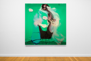 installation view; Dale Frank He always mistakenly thought he was being humorous, that he was funny, and that is why people liked him, 2026; colour powder pigments in Epoxyglass, Epoxyglass, on perspex; 200 x 200 cm; enquire