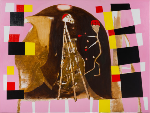 Gareth Sansom A Pope's tripod, 2019; oil and enamel on linen; 183 x 244 cm; enquire