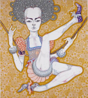 Del Kathryn Barton to look at your hands, 2012; acrylic, gouache, watercolour and ink on polyester canvas; 200 x 180 cm; enquire