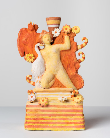 Linda Marrinon Greek Votive, 2024; terracotta and tempera; 24 x 16 x 9 cm; enquire