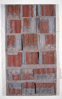Rosalie Gascoigne Rose Red City #3, 1992-93; corrugated iron on wood; 150 x 84.5 cm; enquire