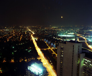 Anne Zahalka Room 4927 view to Melbourne Cricket Ground, Hotel Suite, 2008; Type C print; 75 x 92.5 cm; enquire