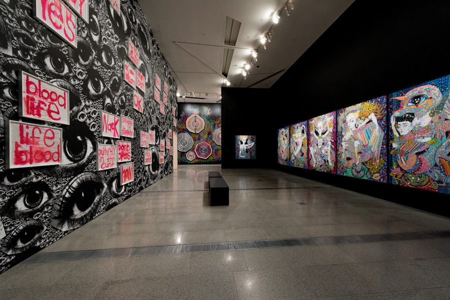Exhibition view, Del Kathryn Barton, The Highway is a Disco, National Gallery of Victoria, Melbourne (17 November 2017 — 12 March 2018)