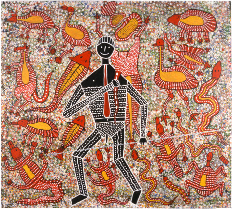 Robert Campbell Jnr The Provider of Tucker, 1987; acrylic on canvas; 109 x 123 cm; enquire