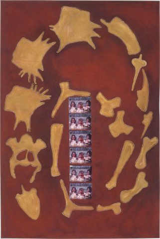 Fiona Foley Black Maidens & Sea Creatures, 1989; acrylic, pastel, ink and collage on paper; 152 x 102 cm; enquire