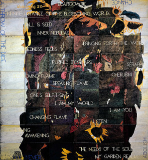 Imants Tillers Blossoming 27, 2011; acrylic, gouache on 54 canvas boards, nos. 89944-89997; 228.6 x 213.4 cm; enquire