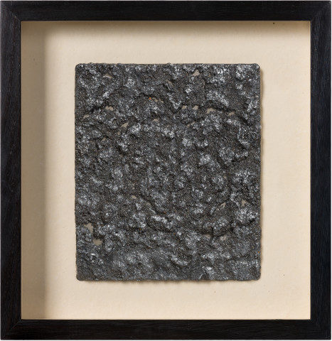 Kirtika Kain pewter, 2019; iron filings, pewter paint, wax, zinc; 40 x 32 cm; enquire