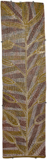 Mulkun Wirrpanda Dha_gi, 2015; 4635BA; Bark painting; 82 x 23 cm; enquire