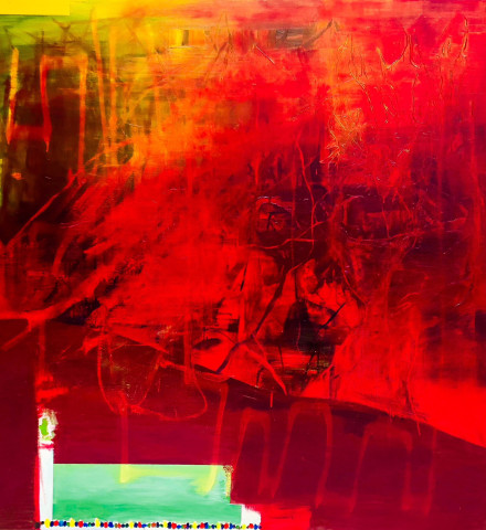 Gareth Sansom Maningrida, 2018; oil and enamel on linen; 183 x 168 cm; enquire