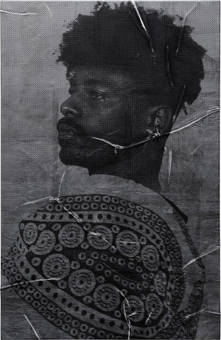 Brook Andrew Bunda-nha (Photo), 2022; from the series Gun-metal Grey 2022; mixed media on cotton; 170 x 110 cm; Edition of 3 + 2 AP; more info; enquire