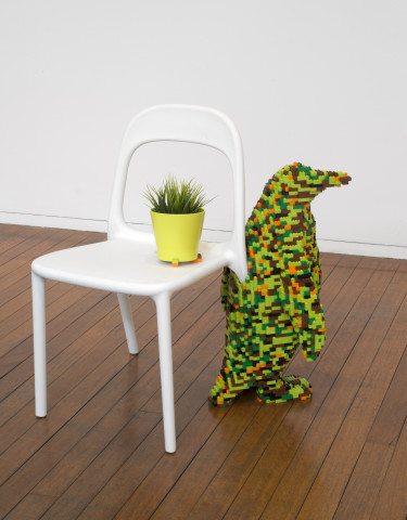 Claire Healy and Sean Cordeiro Upstairs Study – Penguin, 2014; Lego, Ikea chair and plant; 80 x 67 x 62 cm; enquire