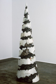 Rod Bamford Cone: Aspire, 1988-89; ceramic, treated with glazed surfaces and enamel decals; 180 x 62 x 62 cm; enquire