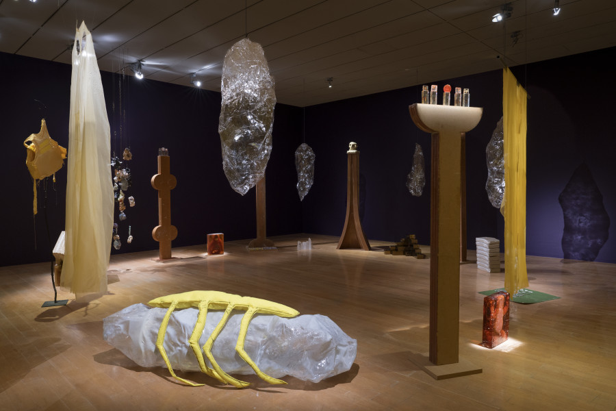 Mikala Dwyer The Divisions, Subtractions and Additions: Séance for the Spiderworms, 2026; wood, plastic, resin, bronze, ceramic, insects, silk and silicone; dimensions variable; more info; enquire