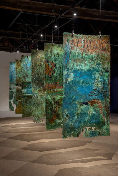Kirtika Kain Chronicles, 2025; etched copper, oxidation, resin; dimensions variable, 6 plates, 200 x 100 cm each; enquire