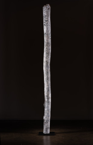 Nyapanyapa Yunupingu untitled, 2018; 2460-18; natural earth pigments on hollow log; 243 x 15 x 15 cm; Enquire