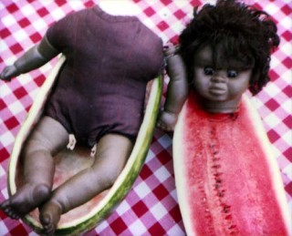 Destiny Deacon Meloncholy, 2000; from the series Sad & Bad; Lamda print from Polaroid original; Edition of 15 + AP 3; enquire