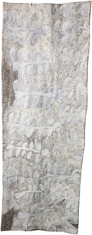 Nyapanyapa Yunupiŋu Dharpa, 2017; 1673-17; natural earth pigments on bark; 196 x 74 cm; enquire