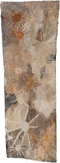 Nyapanyapa Yunupiŋu untitled, 2018; 4172-18; natural earth pigments on bark; 237 x 85 cm; enquire