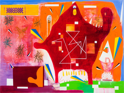 Gareth Sansom Play me the Monolith Blues, 2024; oil and enamel on linen; 183 x 244 cm; more info; enquire