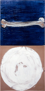 John Firth-Smith Floating Bone, 1993; oil on linen; two canvases each 91 x 91 cm, total 182 x 91 cm; enquire