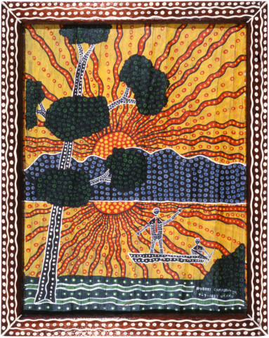 Robert Campbell Jnr Fishing Sunset, 1987; acrylic on canvas; 57 x 45.5 cm; enquire