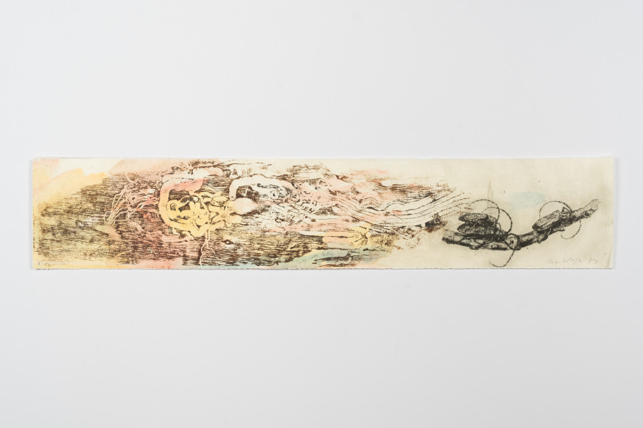 John Wolseley Longicorn beetle, 2015; relief print and watercolour on paper; 11.5 x 57 cm; Edition of 40; enquire