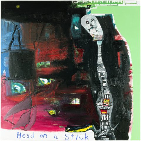Gareth Sansom Head on a stick, 2013; oil and enamel on linen; 122 x 122 cm; enquire