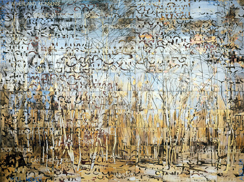 Imants Tillers The Beech Forest, 2010; acrylic, gouache on 90 canvasboards, no. 85589 - 85678; 254 x 343 cm; enquire