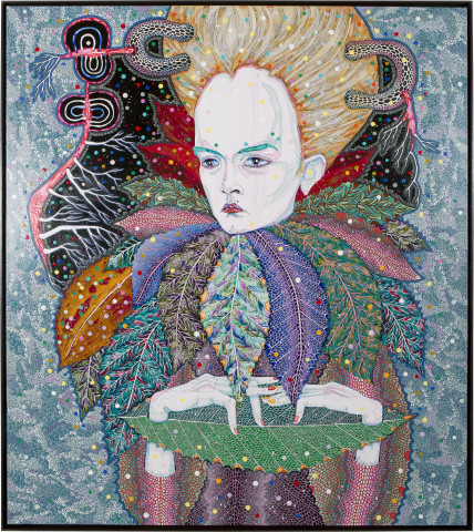Del Kathryn Barton of pollen, 2013; synthetic polymer paint and gouache on polyester canvas; 163 x 143 cm; enquire