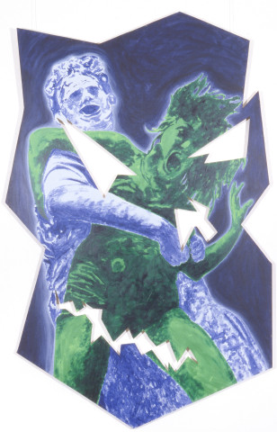 Maria Kozic Pieces (Leather Face), 1988; acrylic on board; 190.5 x 121 cm; enquire