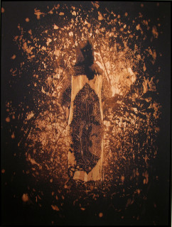 David Noonan In the garden of Jane Delawney, 2005; fabric painting; 104 x 78.5 x 6.5 cm; enquire