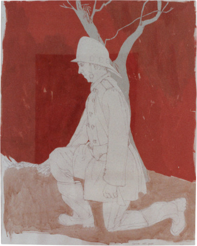 Geoff Lowe Fireman, 1983; pencil, gouache and acrylic on paper; 137 x 112 cm; enquire