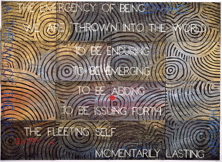 Imants Tillers Nature Speaks: A, 2015; acrylic, gouache on 16 canvas boards, nos. 96207-96222; 101.5 x 142 cm; enquire