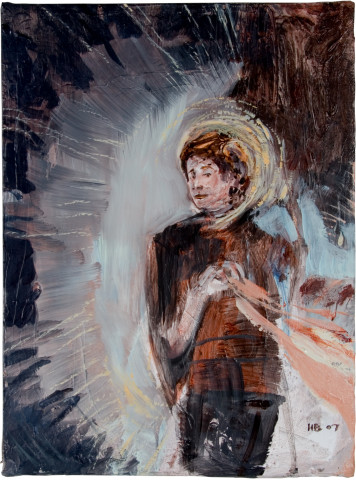 Hernan Bas The patron saint of velvet, 2007; mixed media on linen; 30.5 x 22.9 cm; enquire