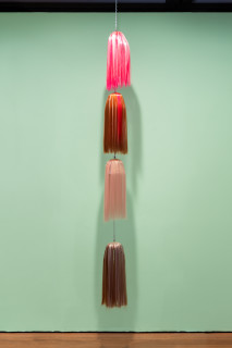 Patricia Piccinini Strand (White Pink Chestnut Glory), 2023; synthetic hair, plastic, stainless steel, mechanism; dimensions variable; more info; enquire