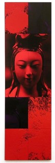 Lindy Lee Cinnabar Heart, 2006; acrylic and wax on boards, archival inks on pure cotton photorag; 10 panels, 202.5 x 60 cm; enquire