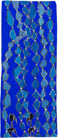 Dhambit Munuŋgurr Djirikitj, 2021; 2025-21; earth pigments and acrylic on bark; 241 x 103 cm; more info; enquire