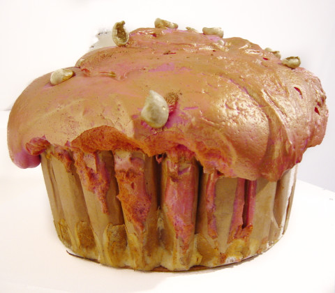 Hany Armanious Muffin # 2, 2003; expanding foam, pigment & paper; 38 x 57 x 57 cm; enquire