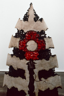Rod Bamford Lancet, 1988-89; ceramic, treated with glazed surfaces and enamel decals; 110 x 74 x 30 cm; enquire