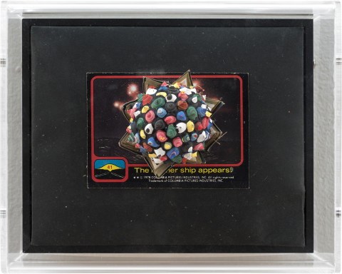 Rohan Wealleans The mothership appears!, 2014; paint and polystyrene on trading cards; 13.8 x 17 x 9 cm; enquire