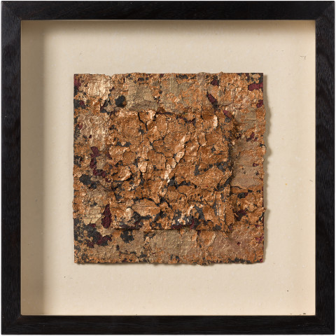 Kirtika Kain temple, 2019; coper paint, human hair, wax, hand made paper; 38 x 38 cm; enquire