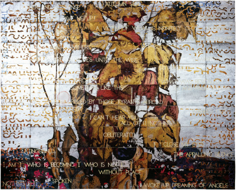 Imants Tillers Autumn Sun, 2008; acrylic, gouache on 72 canvasboards nos. 81124 - 81195; 228.6 x 284.5 cm; enquire