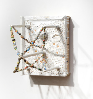 Rohan Wealleans Space Map, 2006; from the series Exhibited in 'Stolen Ritual', 2006; wooden drawer, paint and polystyrene; 46 x 38 x 46 cm; enquire