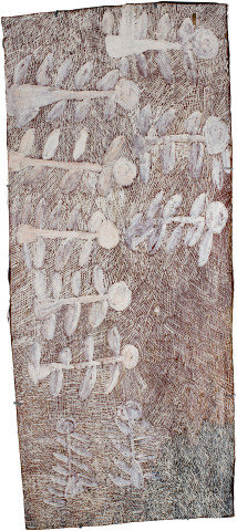 Nyapanyapa Yunupiŋu Dharpa, 2016; 4986Z; natural earth pigments on bark; 138 x 59 cm; enquire