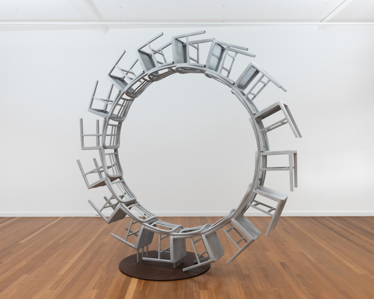 Marley Dawson 1006 portal, 2024; 1006 aluminium chairs, mild steel base; 295 x 295 x 120 cm; enquire