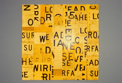 Rosalie Gascoigne Lamplit, 1989; sawn reflective roadsigns on plywood; 182.5 x 183.5 cm; enquire