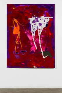installation view; Tom Polo slow ghost (lelelelelegs), 2026; acylic and Flashe on polycotton; 182 x 138 cm; enquire