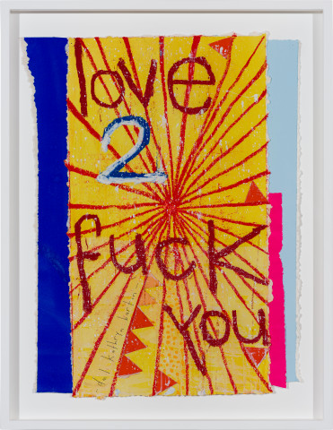Del Kathryn Barton love 2 fuck you, 2021; oil pastel, oil stick and gouache on paper; 83.5 x 64.5 cm; more info; enquire