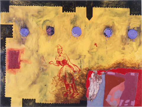 Gareth Sansom My Sin for Norman, 1985; oil and enamel on linen; 182.8 x 243.8 cm; enquire