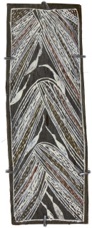Mulkun Wirrpanda Galayarr Birrkpirrk, 2015; 4524H; Bark painting; 41 x 15 cm; enquire